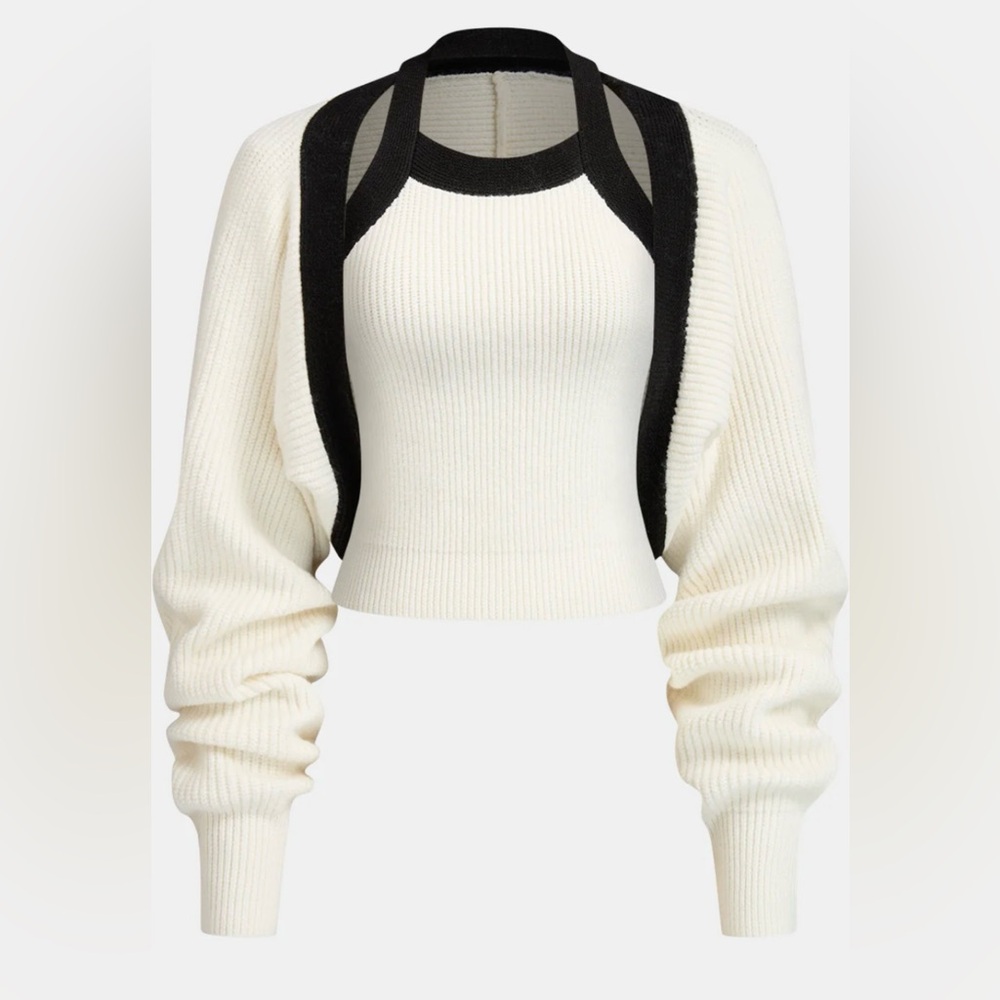 NWT Color-Block Cutout Ribbed Sweater Set - small